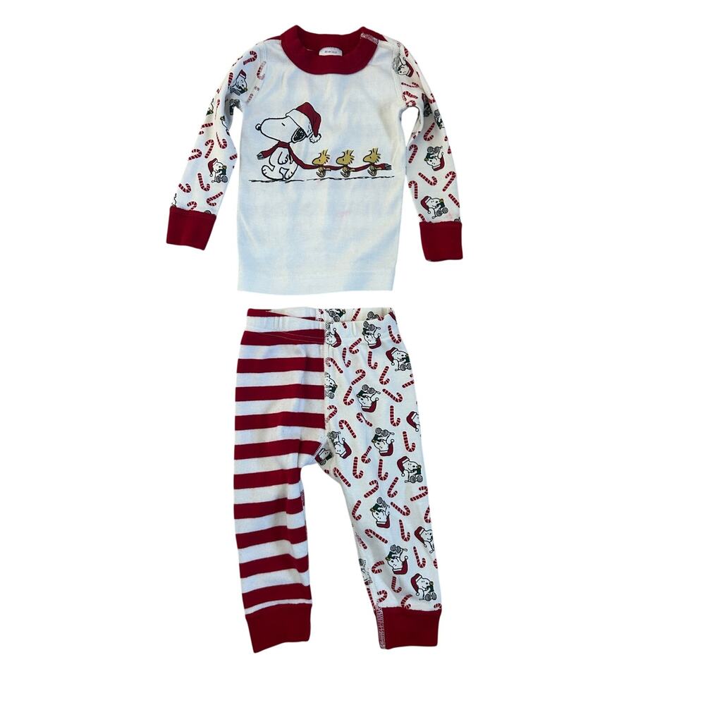 Hanna Andersson Peanuts Snoopy Holiday Christmas Long John Pajamas Set - 2T